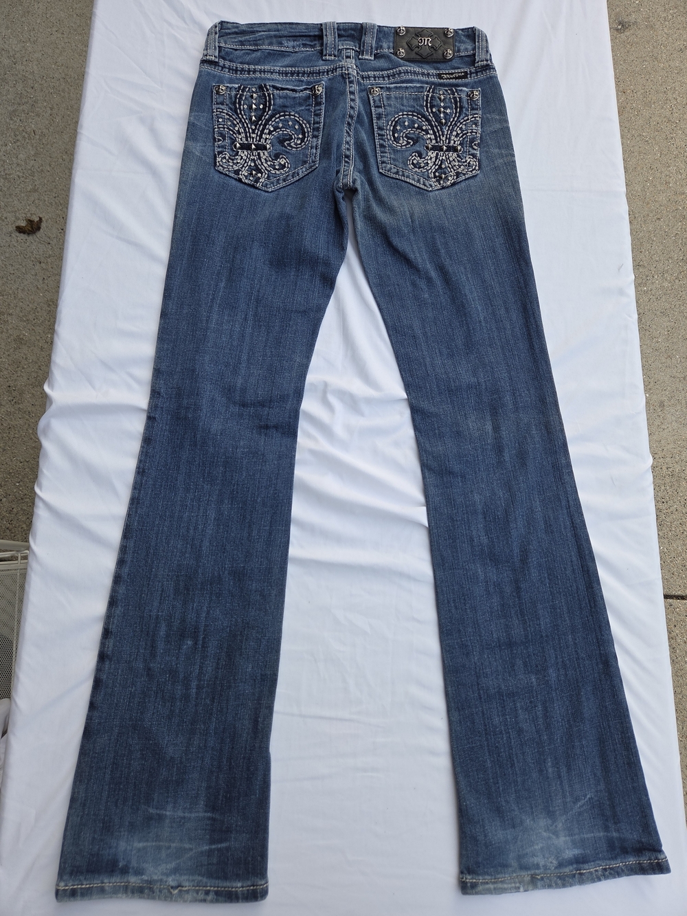 Miss Me Bootcut Jeans Size 28 Bling Western Y2K Distressed Blue Denim JP5010B